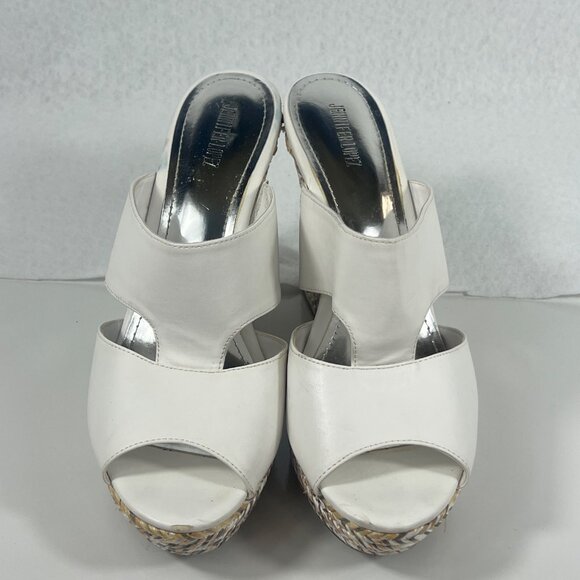 Jennifer Lopez White Open-Toe Wedge Sandals w/ Braided Platform Womens Sz 10 - Picture 7 of 16